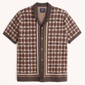 A&F Checkered Knit Polo